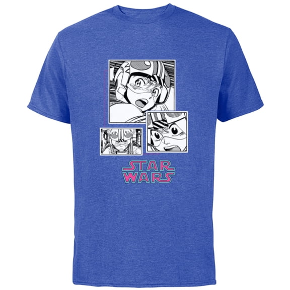 Star Wars Manga Luke Skywalker X-wing Pilot Comic Panels - Short Sleeve Cotton T-Shirt for Adults - Customized-Royal Heather