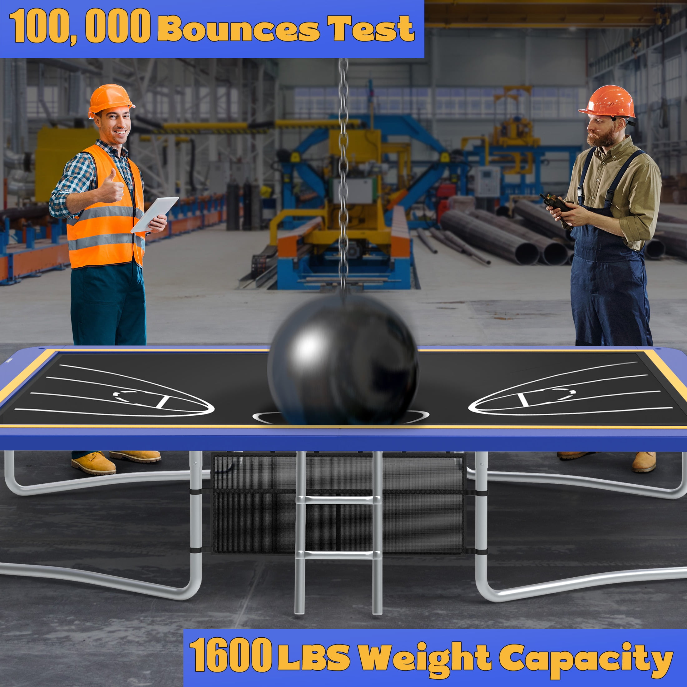 Large Rectangle Trampoline for Kids and Adults, 1600LBS Weight Capacity 8 ×12ft Recreational Trampoline with Enclosure Net&Basketball Hoop, Segmart Galvanized Heavy Duty Outdoor Trampolines for Patio