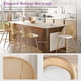 thumbnail image 6 of LAZZO 26” Swivel Bar Stools Set of 2, Boho Rattan Counter Height Bar Chairs for Kitchen Island, White, 6 of 9