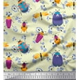 thumbnail image 1 of Soimoi Cotton Voile Fabric Floral & Insects Clip Art Printed Fabric 1 Yard 42 Inch Wide, 1 of 1