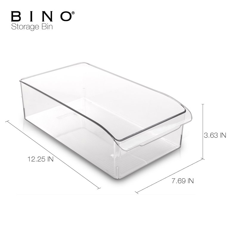 BINO Refrigerator, Freezer and Pantry Cabinet Storage Drawer Organizer Bin,  Clear and Transparent Plastic Nesting Container for Home and Kitchen with  Built-In Pull Out Handle, Large 