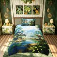 thumbnail image 3 of meiyoeat Tropical Rainforest Dinosaur Twin Duvet Cover for Kids Boys Girls, Nature Wildlife Twin Bedding, Green, Black Reversible, 2-Piece, 1 Duvet Cover and 1 Pillowcase, 3 of 6