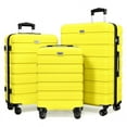 thumbnail image 1 of Ensemble de Bagages 3 Pcs, Valises Rigides Légères en PC ABS avec Serrure TSA, Bagage de Cabine à Roulettes, Jaune, 1 of 8