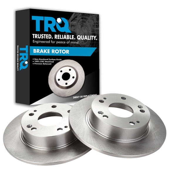 TRQ Rear Brake Rotors Set Solid Fits Select 2004-2008 Acura TSX 2003-2007 Honda Accord