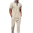 thumbnail image 1 of Mens Pantalones Casuales de Verano Impreso Bolsillo Solapa de Manga Corta Conjunto, Blusa de Cuello Y Pantalones para Al Aire Libre, 1 of 1