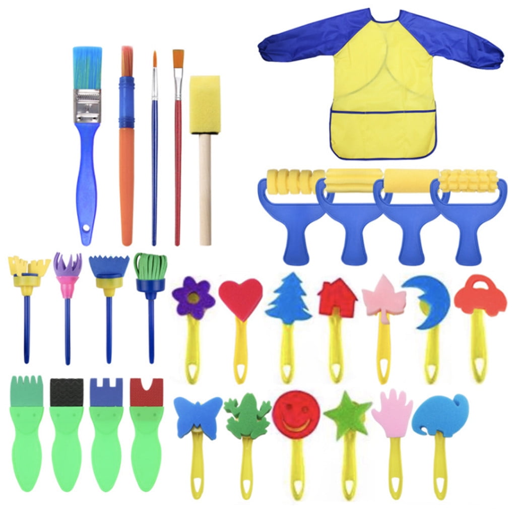 keusn tools stick children sponge paint children brushes diy 4pcs drawing  painting education yellow 