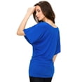 thumbnail image 4 of Made by Johnny Women's Boat Neck Short Sleeve Dolman Drape Top L COBALT_BLUE, 4 of 6