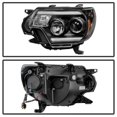 thumbnail image 2 of Fits 2012-2015 Toyota Tacoma Spyder Automotive Headlight Assembly 5081711 Halogen Bulb; Projector Beam With Bar Style Daytime Running Light; Clear Bulb; Clear Lens; Black Housing; Set of 2, 2 of 9