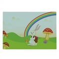 thumbnail image 2 of Mushroom Cutting Board, Bunny with Easter Egg Under Rainbow Happy Rabbit in Nature Theme Fun Design, Decorative Tempered Glass Cutting and Serving Board, Large Size, Multicolor, by Ambesonne, 2 of 5