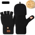 thumbnail image 2 of Umfun Women's Pop-Top Mittens Knit Fingerless Gloves with Mitten Cover Convertible Winter Hand Warmer Warm Ribbed Knit Gloves for Cold Weather Outdoor Daily Wear, 2 of 6