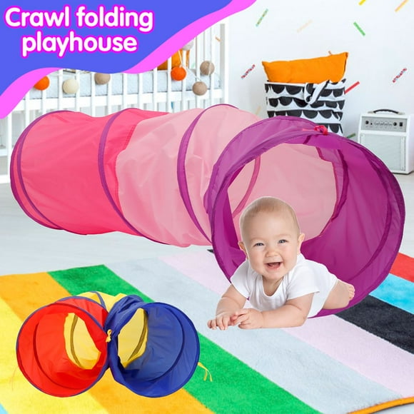 Kids Play Tunnel Crawl Tunnel 6ft Colorful Tunnel Kids Indoor Outdoor Tunnel Toys Twist-lock Climbing Tunnel for Toddlers Baby Infant Children Pets Pink