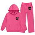 thumbnail image 2 of Auroural Girls Sweatsuit 2 Piece Sets Kids Hoodie Sweatshirts Children's Winter Printed Hooded Sweatshirt Wide-Leg Pants Casual Sports Fleece-Lined Warmth Two-Piece Set Kids, 2 of 7