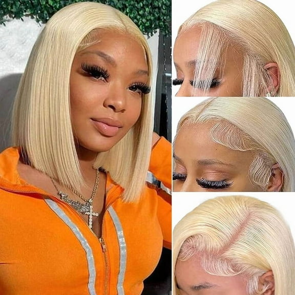 Blonde Bob Wig Human Hair 180% Density 12 Inch 613 Bob Wig Human Hair 13x4 Lasce Frontal Wigs Human Hair With Baby Hair