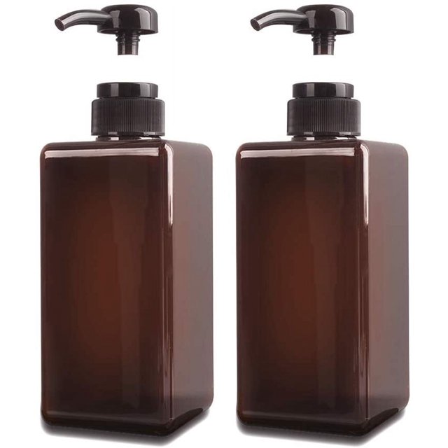 ZHAOCHENG Dispensador de jabón de 650 ml, juego de 2 contenedores de botellas de bomba de plástico vacíos para cocina y baño - Marrón