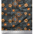 thumbnail image 1 of Soimoi Cotton Duck Fabric Stripe,Leaves & Flower Printed Fabric 1 Yard 42 Inch Wide, 1 of 1