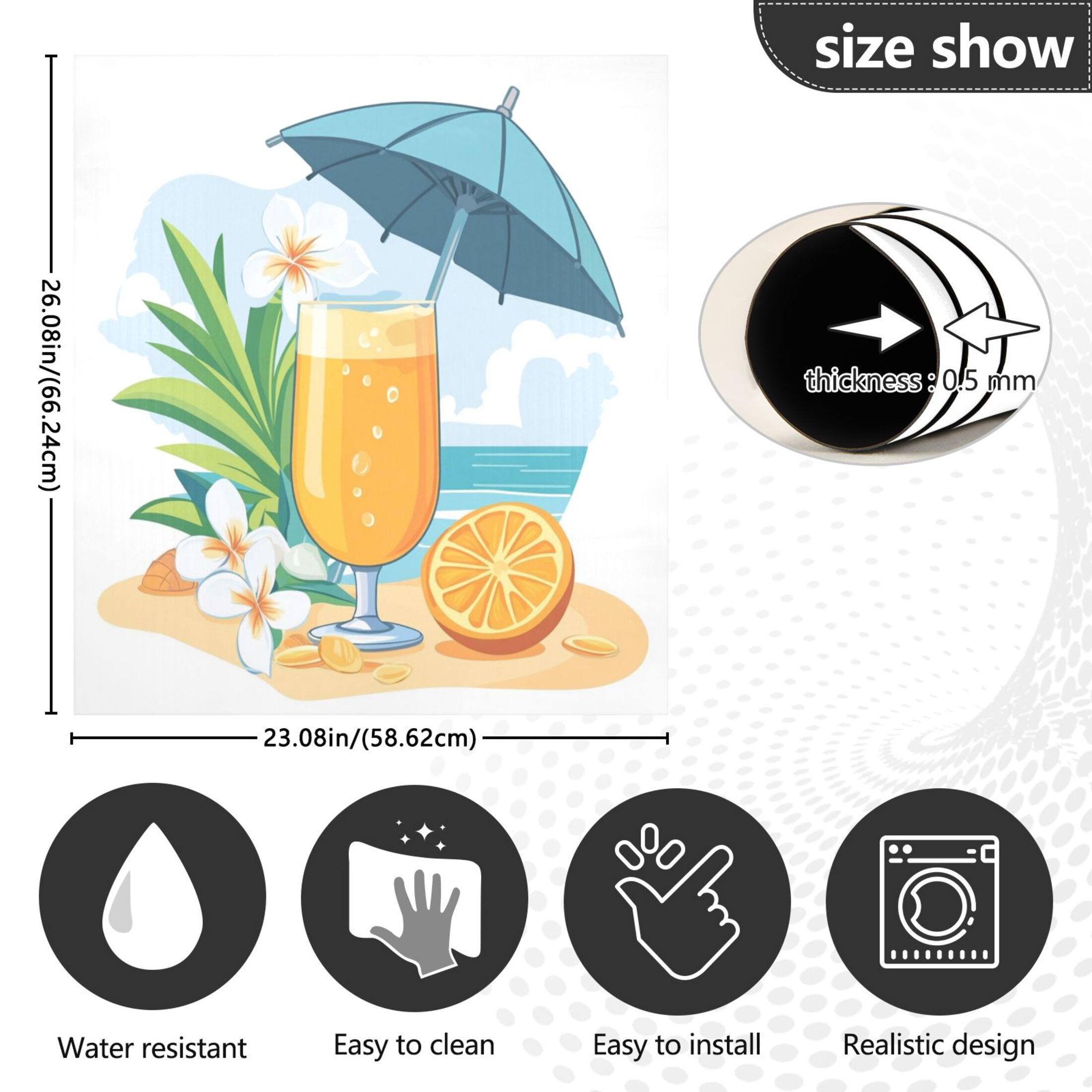 Dishwasher Magnetic Sticker 23x26 Inch Refrigerator Magnetic Sticker Washing Machine Magnetic Sticker Kitchen Panel Magnetic Sticker Home Decor Orange Juice Cartoon