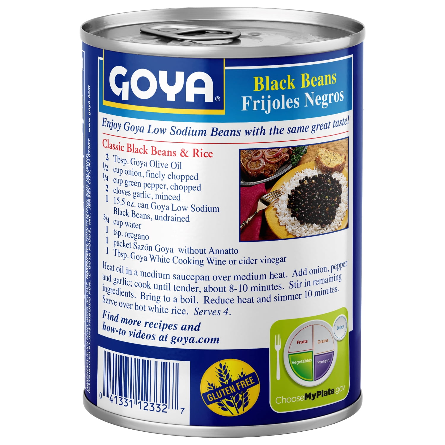 (2 pack) GOYA Low Sodium Black Beans 15.5 oz Can - Gluten Free, No Cholesterol, Excellent Source of Fiber