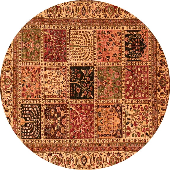 Ahgly Company Indoor Round Abstract Orange Modern Area Rugs, 3' Round