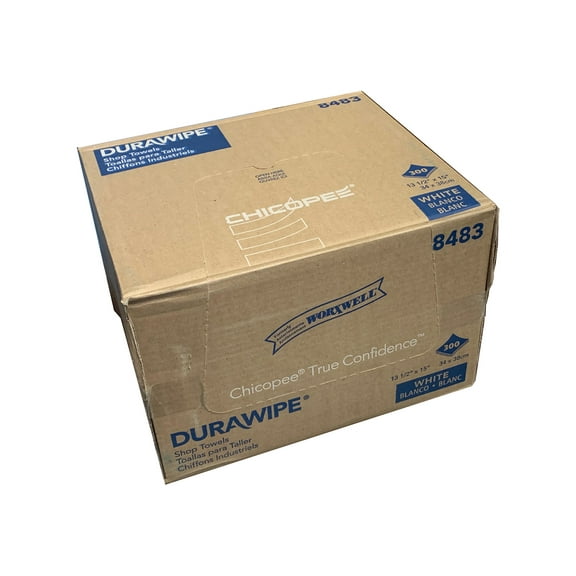 Durawipe Shop Towel White (13.5" x 15") 300 Wipes per Case (Flat) 8483