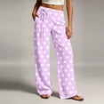 thumbnail image 2 of hoksml Women's Polka Dot Wide Leg Pants Fold Over Drawstring High Waist Casual Everyday Trousers, 2 of 6