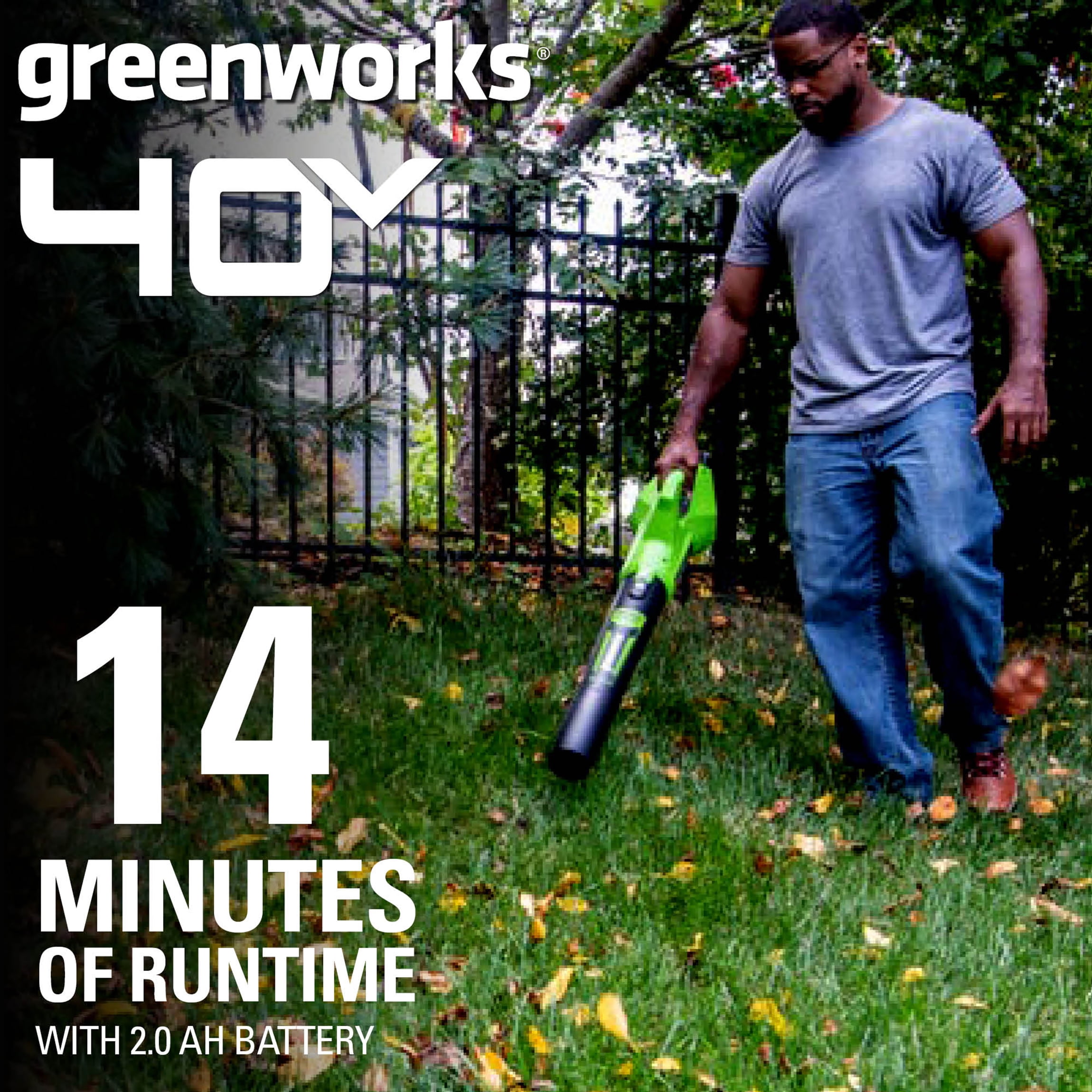 Greenworks 40V 350 CFM at 100 Mph Leaf Blower with 2.0 Ah Battery & Charger 2412002