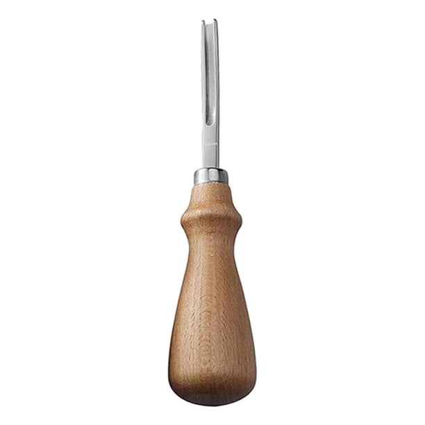 Herramienta biseladora y recortadora de bordes de cuero con mango de madera, bricolaje, cómoda mano, hecha de 4 mm