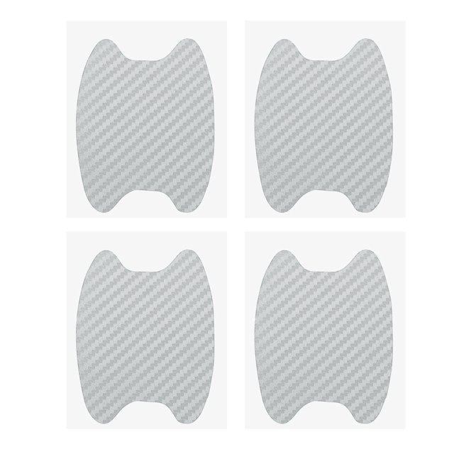 sweethay 4 unids/set Universal de fibra de carbono para manija de puerta de coche película adhesiva para manija de coche antiarañazos pegatina Automoción decorativa y accesorios Plata sweethay CZ10124-02