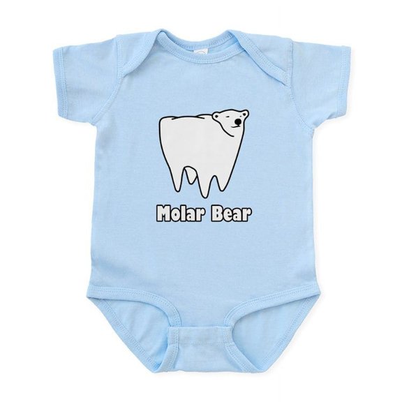 CafePress - Molar Bear Polar Tooth Bear Body Suit - Baby Light Bodysuit, Size Newborn - 24 Months