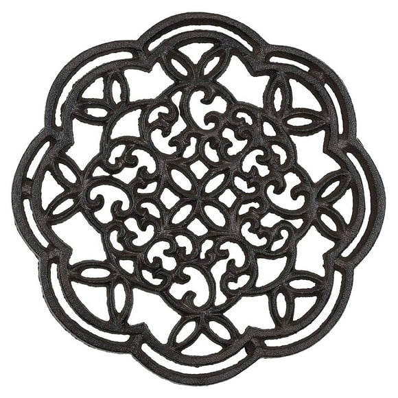 Round Cast Iron Trivet Iron Heat-Insulation Trivet Non-Slip Potholders Vintage Pattern for Kitchen Dining Table Decor