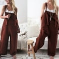 thumbnail image 5 of Autumn Women Casual Loose Overalls Sleeveless Straps Baggy Jumpsuit Wide Leg Vintage Romper Playsuit, 5 of 8