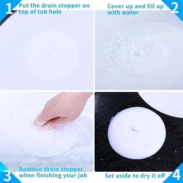 Tapones de baño Tapón de fregadero de silicona Tapón de fregadero de cocina 15 cm de diámetro para cocinas, baños y lavandería Tapón de desagüe universal, (4 piezas, blanco) LingWen 9024715639448