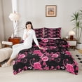 thumbnail image 6 of Manfei Fashion Pink Rose Bedding Comforter Set for Adult, Flower Floral Twin Comforter Sets, Romantic Anniversary Reversible Bedding Set, Lightweight Room Decor, 2 Pieces, 6 of 9
