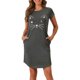 thumbnail image 1 of INSPIRAR CHIC Camisones de Mujer Camisetas de Noche con Impresión de Gatos Vestido de Sueño de Manga Corta Gris, 1 of 5