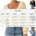 thumbnail image 3 of Weiqiqre Womens Fall Sweaters Button Down Lantern Sleeve V Neck Knitted Cropped Solid Cardigan Sweater, 3 of 6