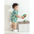 thumbnail image 4 of Toddler Infant Baby Boy Clothes Set Short Sleeve Button Down Shirt Shorts Summer Outfits (3-4T, Green), 4 of 6