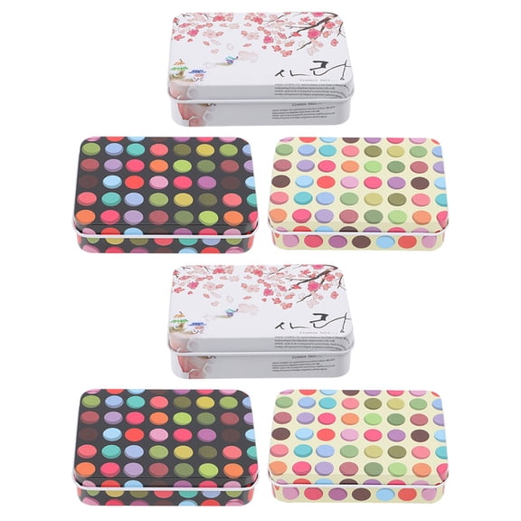 UPGRATOR 6Pcs Rectangular Tinplate Box for Travel Use Assorted Color Mini Metal Tins Box Portable