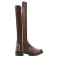 thumbnail image 2 of Ferwind Women's Slouch Boots Metallic Studded High-Low Shaft Adult Brown 11, 2 of 8