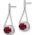 thumbnail image 2 of 14K White Gold Oval Created Ruby And Diamond Dangle Earrings (Width 11) (Length 29.2) - Jbsp, 2 of 5