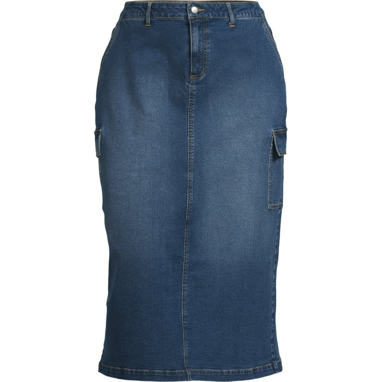 【即納&大特価】 Ford Alivia Women's Pockets Cargo with Skirt Midi Denim Plus スカート
