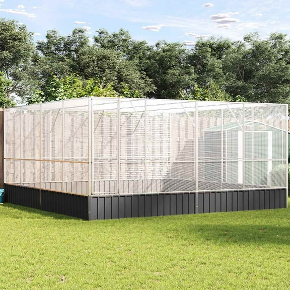 vidaXL Aviary Silver 164.6"x163"x83.5" Steel