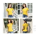 thumbnail image 3 of Women Short Sleeve V Neck Solid Color Slim Fitted Cotton T-Shirt, 3 of 3