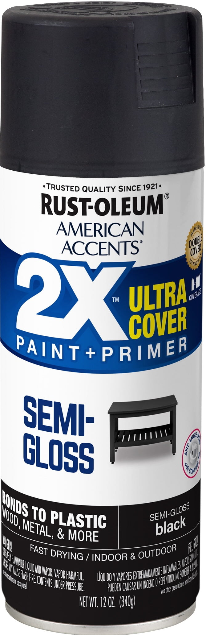 Black, Rust-Oleum American Accents 2X Ultra Cover Semi-Gloss Spray Paint- 12 oz
