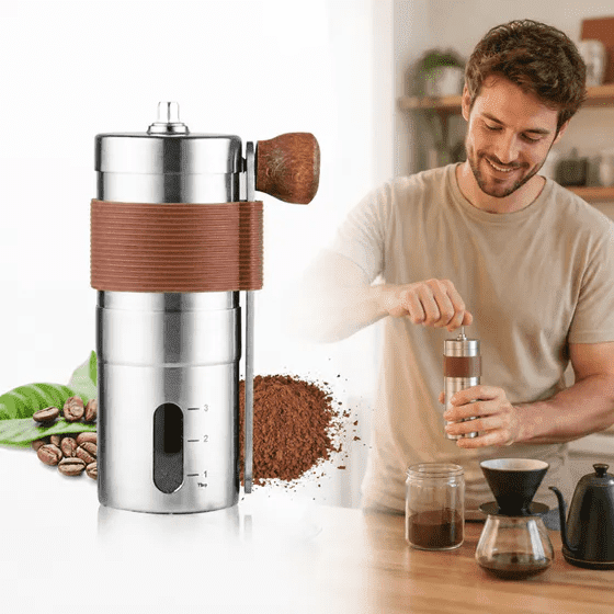 Manual Coffee Grinder with Conical Burr, Stainless Steel Hand Grinder Coffee, Adjustable Hand Crank Coffee Grinder for French Press, Espresso, Travel Camping, molino de cafe manual