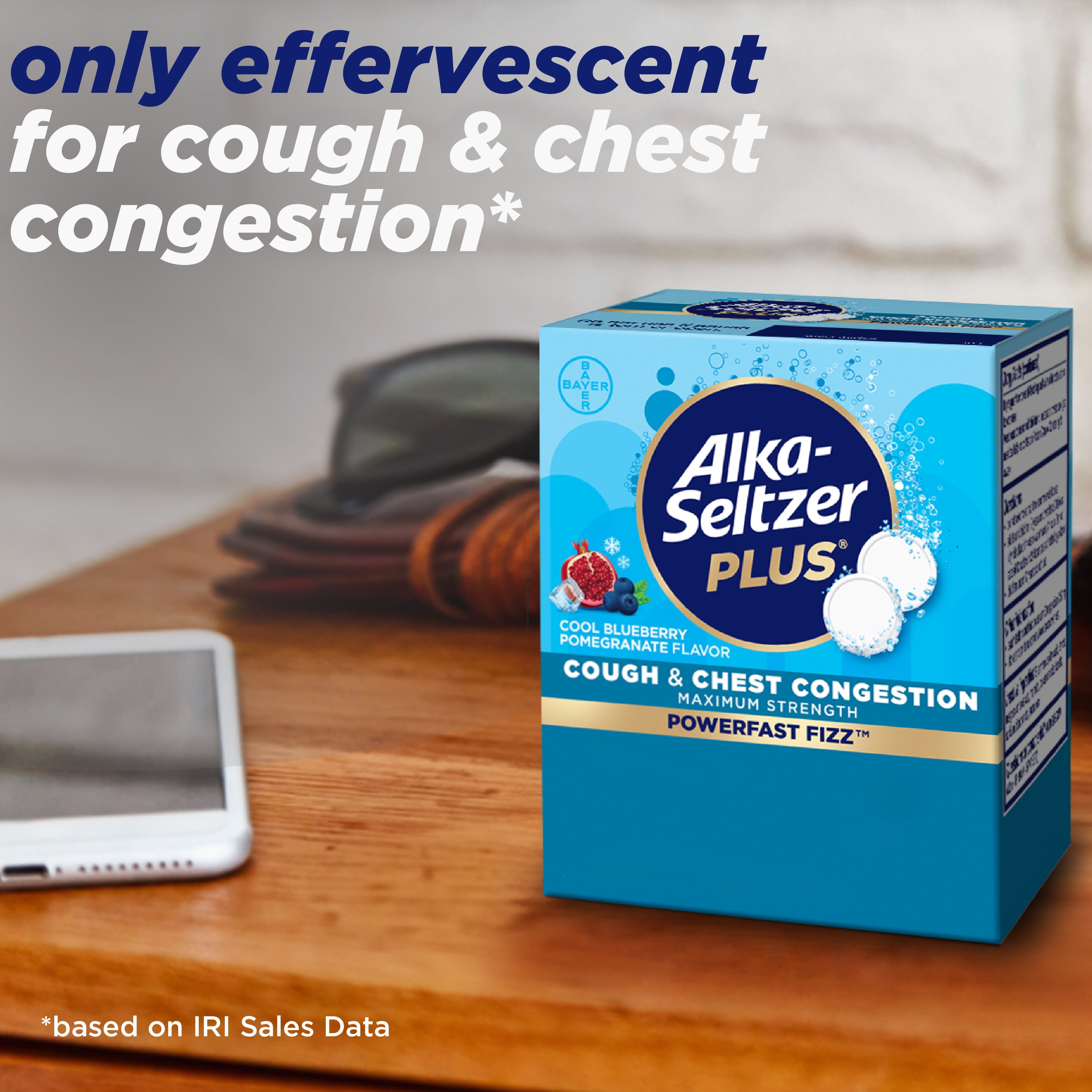 Alka-Seltzer Plus Powerfast Fizz Cough & Chest Congestion Medicine, Effervescent Tablets, 24 Count