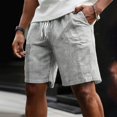 thumbnail image 2 of Mens Striped Casual Shorts Summer Beach Elastic Waist Drawstring Shorts with Pockets Mens Athletic Gym Shorts Daily Wear Walking Summer Outfit Black L, 2 of 5