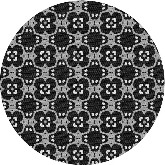 Ahgly Company Indoor Square Patterned Night Black Area Rugs, 3' Square