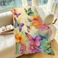 thumbnail image 4 of Colorful Butterflies Dance Flannel Throw Blanket - Ultra Soft & Cozy All-Season Couch Blanket, Bedspread, Travel Wrap - Gift-Ready Luxury for Home, Office & Outdoor, 4 of 10