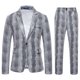thumbnail image 2 of RKSTN 2PC Men's Tuxedo Suits Turndown Collar Single Breasted Button Printed Dress Suit Set Mens Oversized Lapel Slim Fits Print Blazer Jacket and Pant 2 Piece Set Wedding Performance Prom Dress Set, 2 of 9
