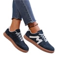 thumbnail image 4 of Women’s Suede and Leather Lace-Up Sneakers with Gum Sole Durable Comfort Shoes Lightweight Casual Fashion Footwear for Everyday Wear,Blue 40(US-7.5), 4 of 5