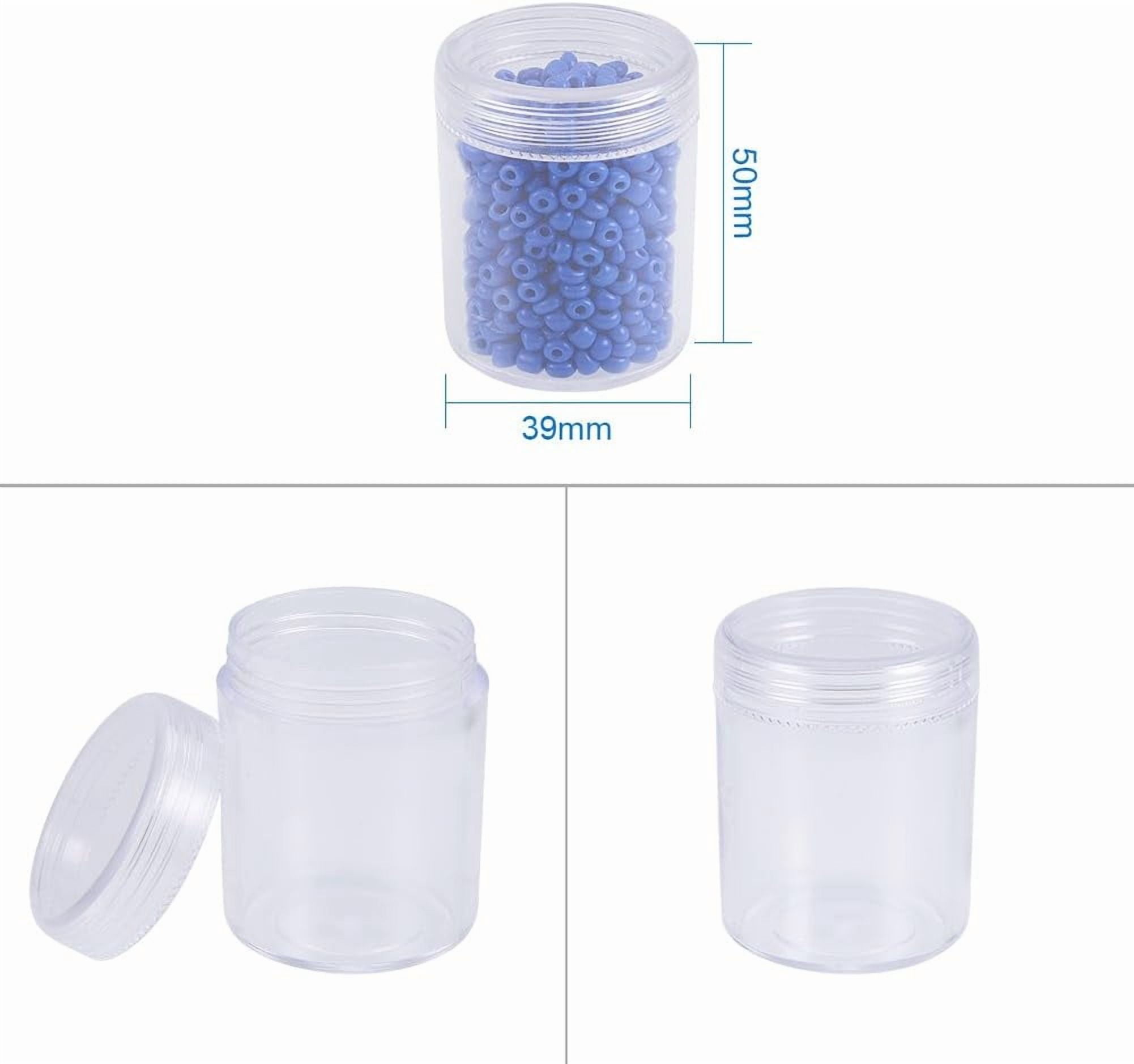 24 Pack 40ml Clear Bead Jar Empty Plastic Storage Container 1.5x2inch with Rounded Screw-Top Lids for Beads Nail Art Glitter Make Up Cosmetics and Travel Cream for DIY